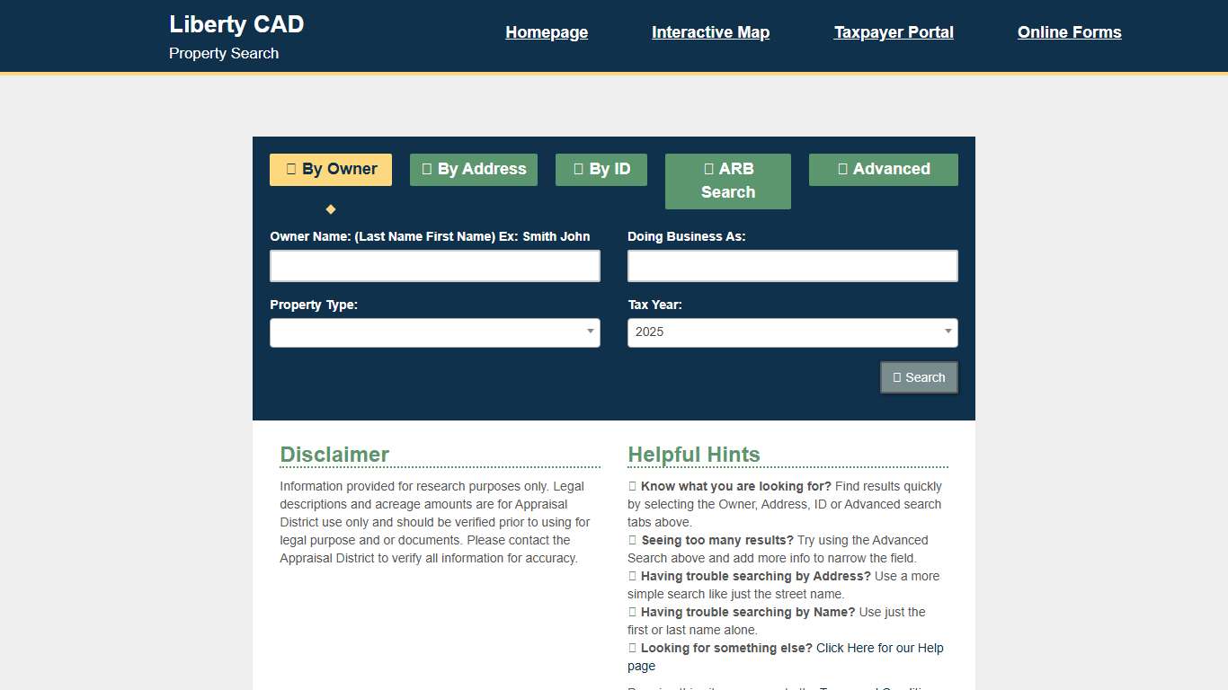Liberty CAD Property Search